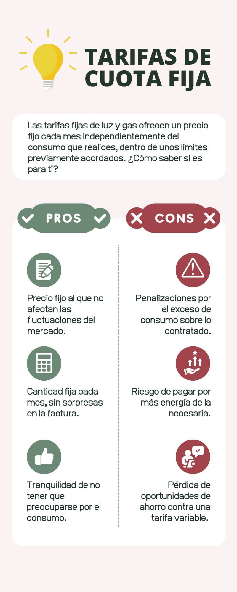 infografía pros y contras tarifa cuota fija